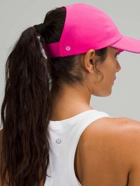 Lululemon Womens Fast and Free Ponytail Running Hat Baseball Cap In Sonic Pink
